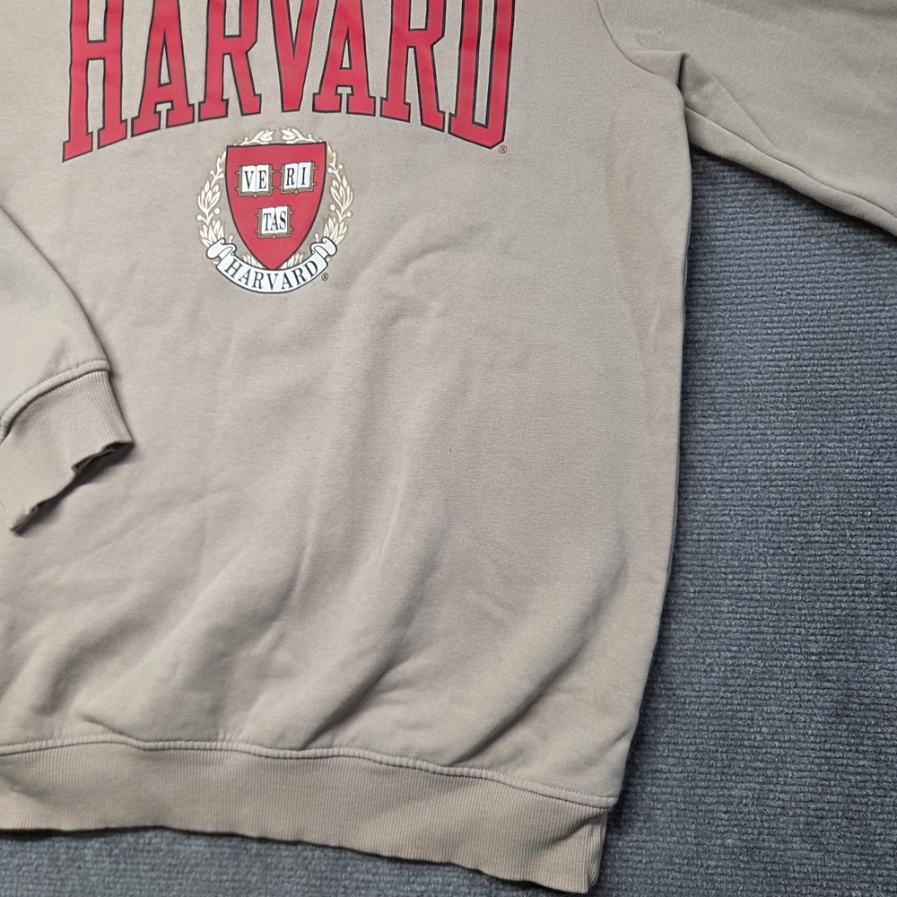 Harvard Sweatshirt Mens Small Beige H&M Regular Fit Crewneck Fleece Pullover - Picture 2 of 15